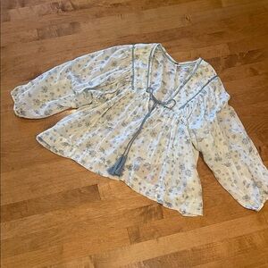 Free People Blue Floral Top S NWOT